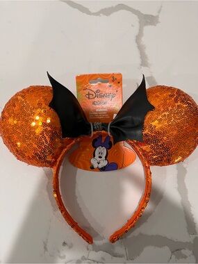 Halloween Minnie  Mouse sequin bat Ears Disney new